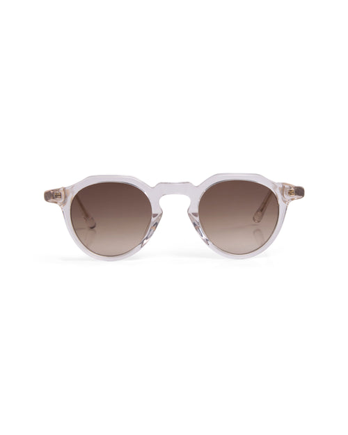 Soul sunglasses — front view, clear acetate with brown gradient lenses